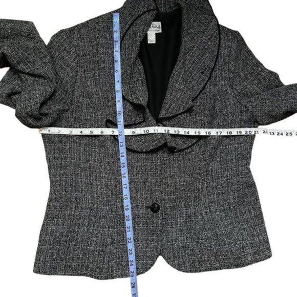 Joseph Ribkoff Grey Black Ruffle Blazer Women Size 14 - Picture 6 of 9